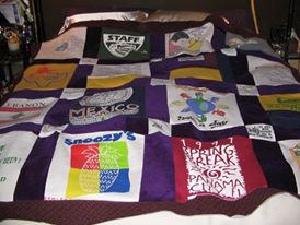 My College Tee Shirt Quilt: Homesteading also means re-purposing things and keeping them out of the trash. I made this T Shirt Quilt using my old college T shirts with only simple straight-stitch sewing skills. It's now my family's favorite blanket to snuggle under while watching tv..